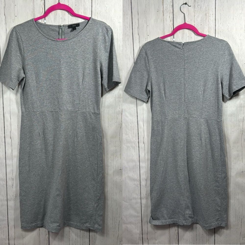 J Crew Womens Gray A Line Short Sleeves Knit Cotton Summer Minimalist Dress